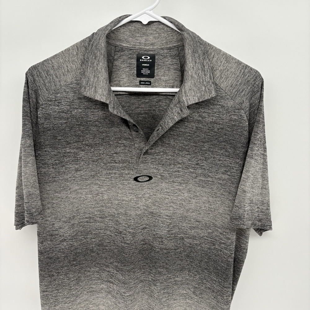 Oakley Hydrolix Polo‎ Shirt Short Sleeve Gray Color Block Performance Tech Men L